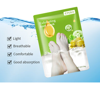 Before and after — dead skin peels away to reveal smooth feet