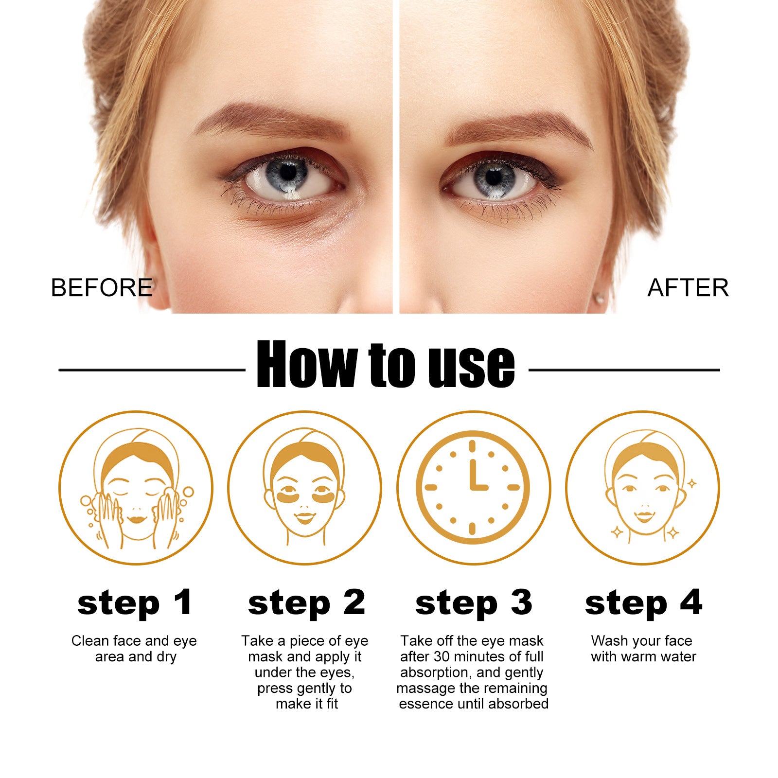 Under-eye patches application steps
