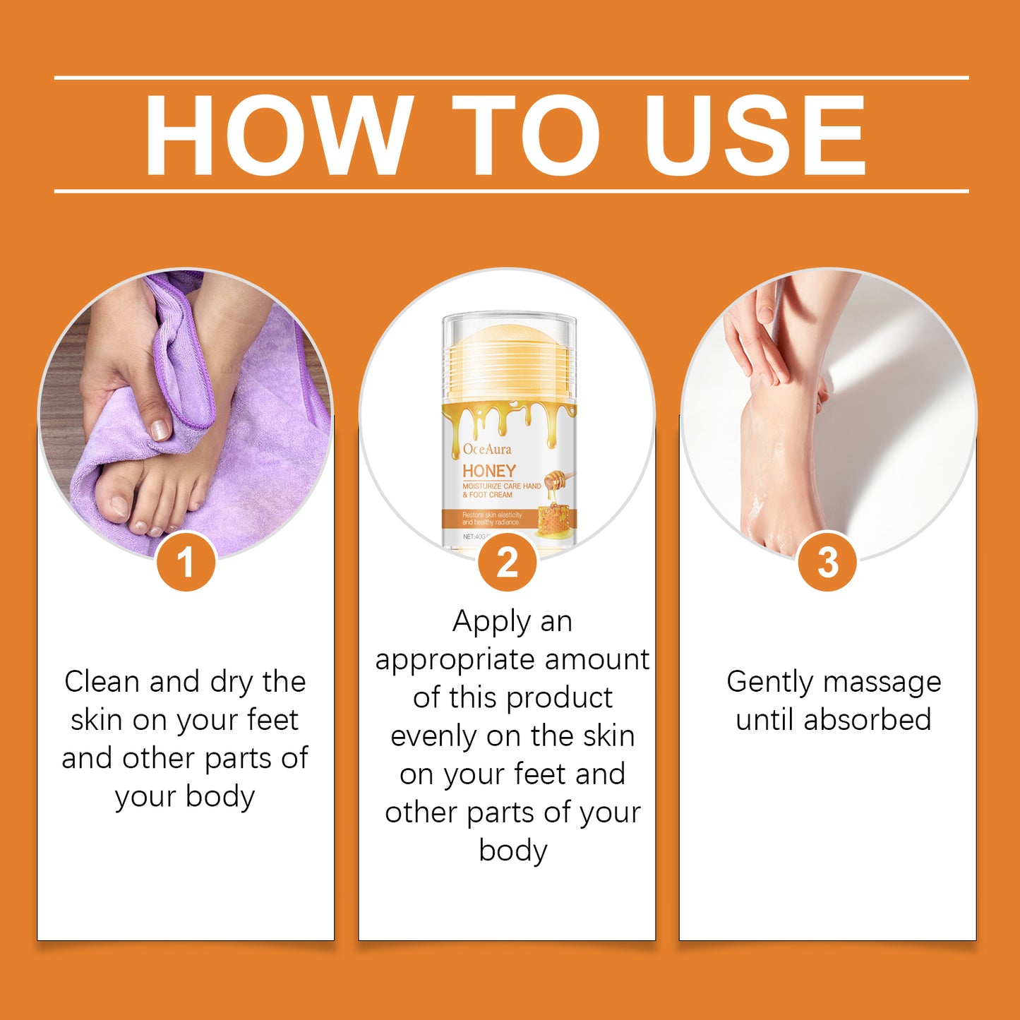 Honey foot cream with avocado oil and vitamin E