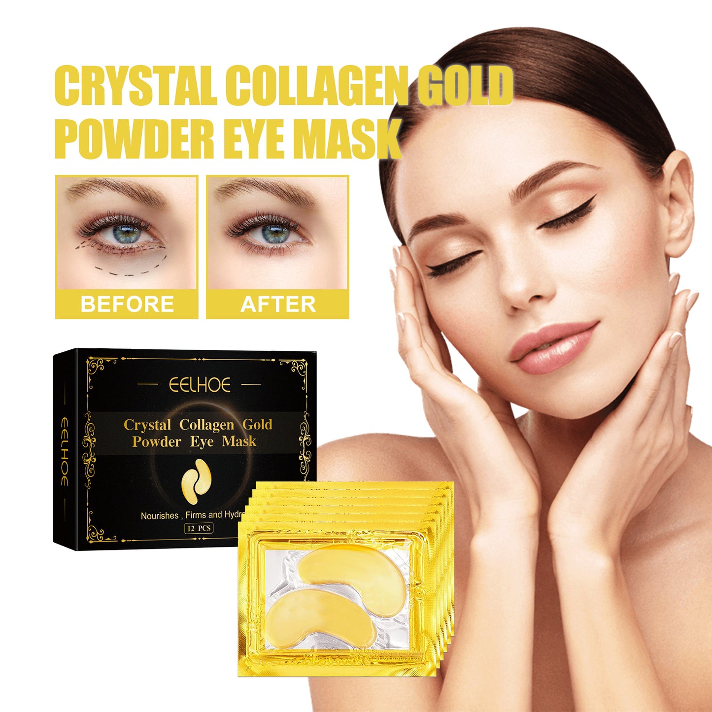 Zelbea collagen gold under-eye patches for firming and de-puffing
