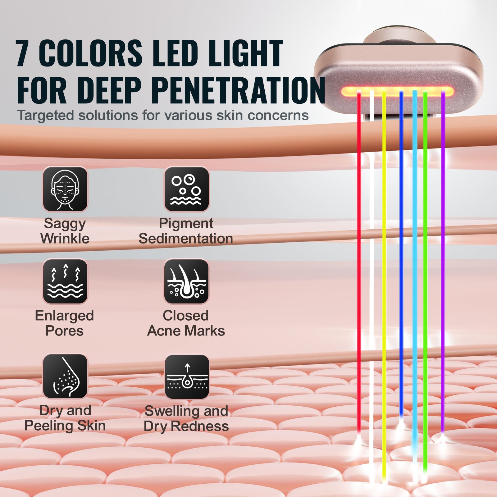 LED facial wand light modes