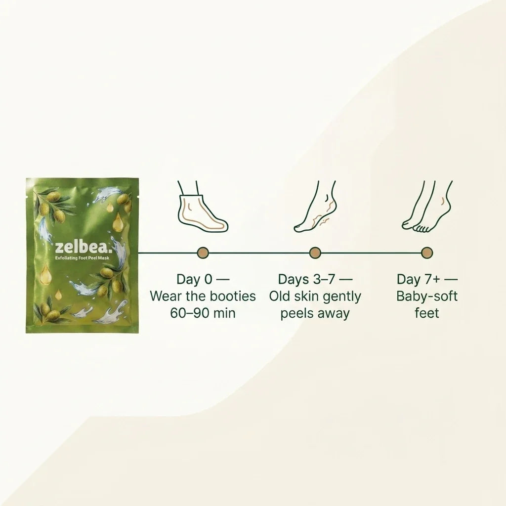 How the Zelbea foot peel mask works — results day by day