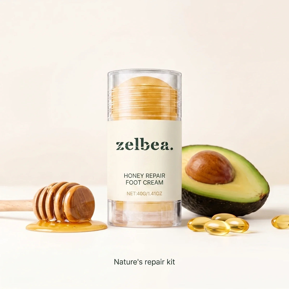 Zelbea honey repair foot cream ingredients — honey, avocado oil and vitamin E