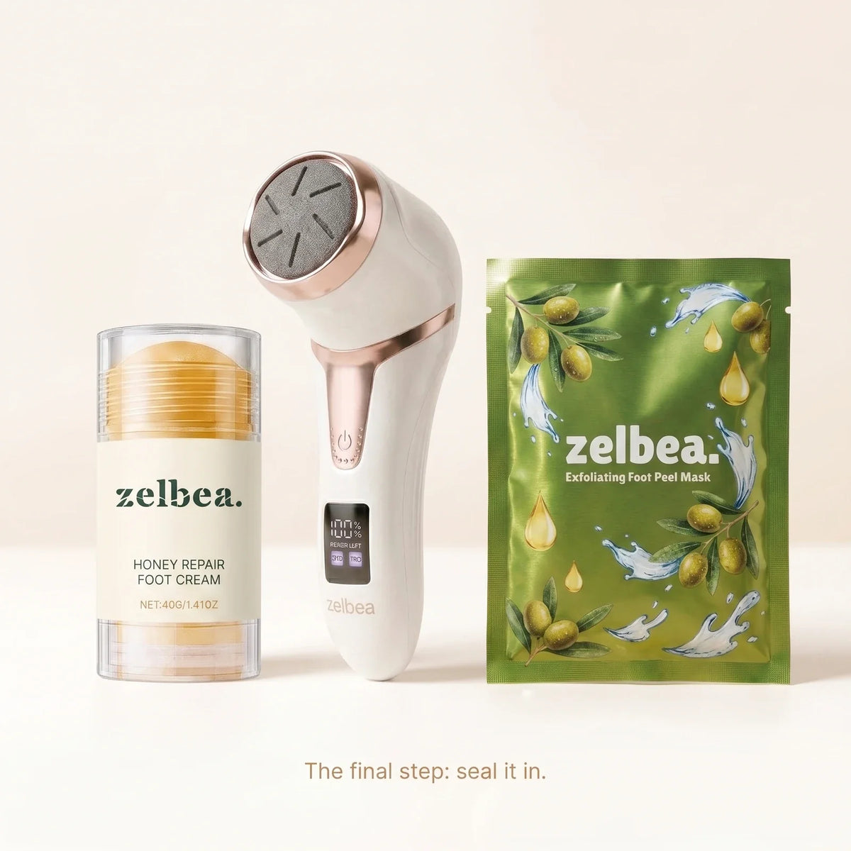 Zelbea foot care ritual — callus remover, foot peel and honey foot cream