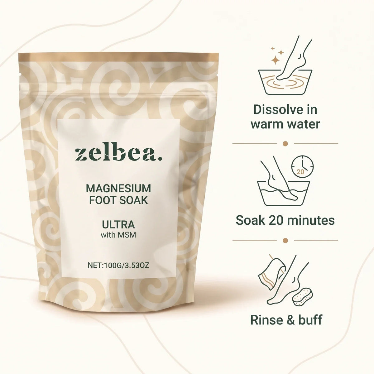 How to use Zelbea magnesium foot soak — dissolve, soak, rinse