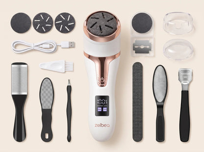 Everything included — 17-piece foot care kit laid out